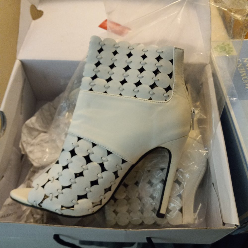 White open toe bootie